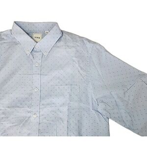 ROWN Men's Large Light Blue Embroidered‎ AOP Long Sleeve Button Shirt Modern EUC